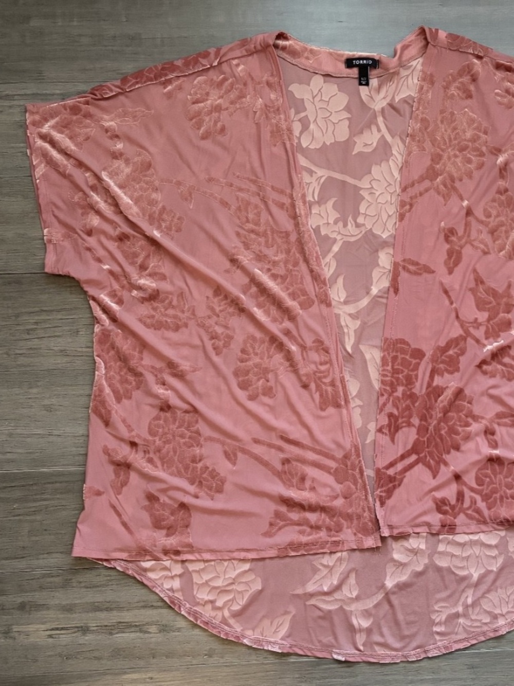 Torrid Womens 1/2 Pink Blush Velvet Burnout Floral Wrap Shawl Fairycore Boho